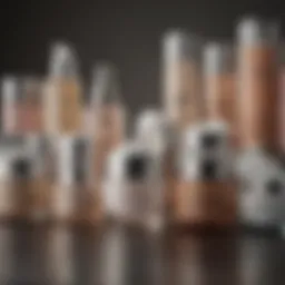 A selection of various wrinkle creams displayed on a countertop with soft lighting