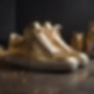 A stylish outfit complemented by gilt sneakers