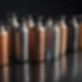Selection of various hair toners in elegant packaging