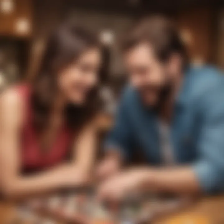 Couple playing a board game, laughing and enjoying each other's company