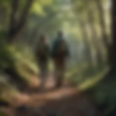 Exploring Nature Together Couple hiking on a scenic trail enjoying nature