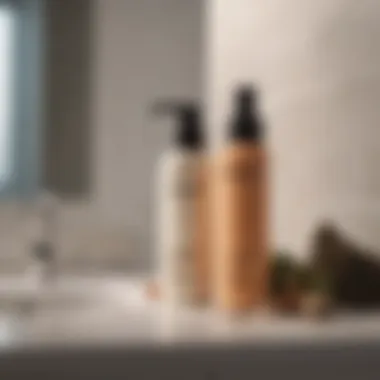 A sleek bottle of air dry mousse with natural ingredients displayed on a bathroom counter
