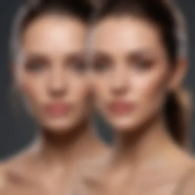 Transformative Effects of Airbrush Foundation Before and after results of airbrush foundation on mature skin highlighting transformation