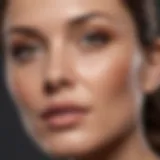 Close-up of airbrush foundation application on mature skin showcasing even coverage