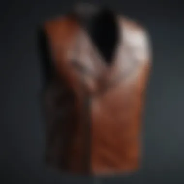 Craftsmanship of All Saints Leather Vest Showcasing the craftsmanship with stitching and hardware of the vest