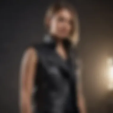 Layering Fashion with Leather Vest Fashionable outfit layering featuring the leather vest