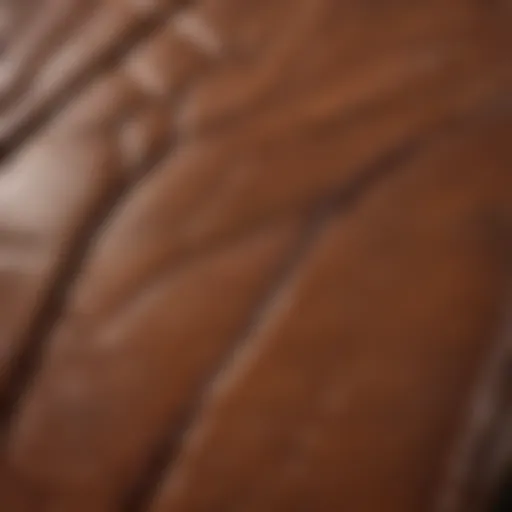 Detailed close-up of the leather texture showcasing natural grain patterns