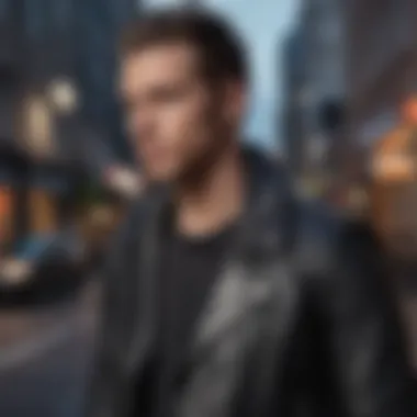 Urban Style with Leather Vest Stylish individual wearing an All Saints leather vest in an urban setting