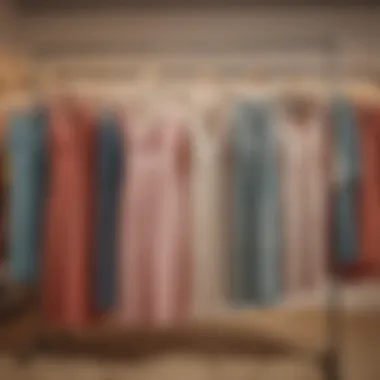 Diverse styles of beach dresses hanging on a rack