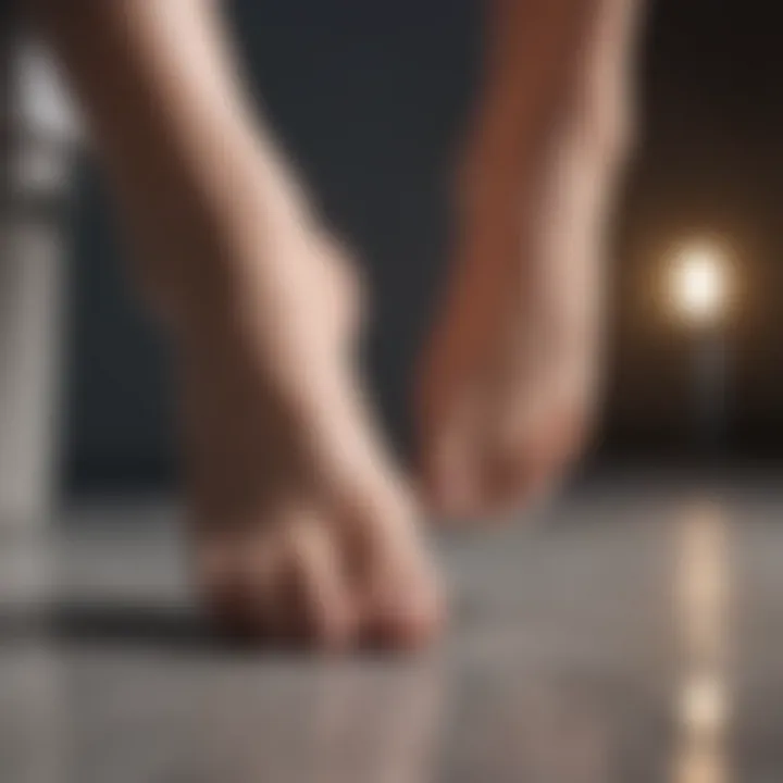 Before and after effects of foot cream on tired feet