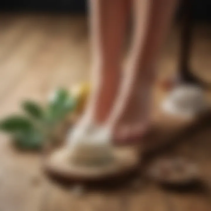 Key ingredients of foot cream displayed on a wooden surface