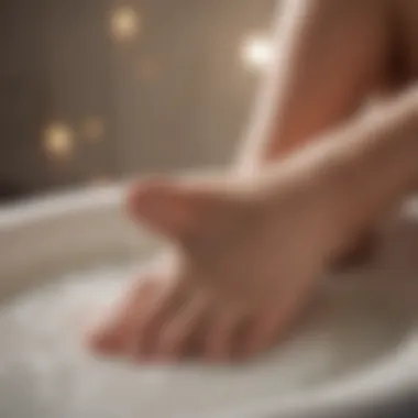 Relaxing foot soak with a soothing cream nearby