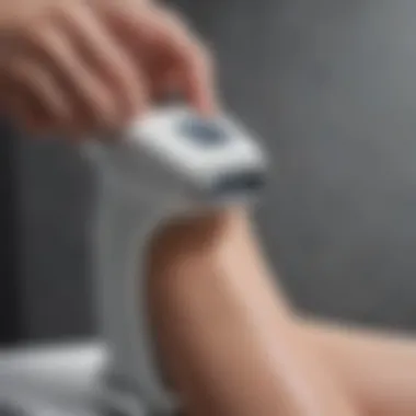 Close-up of a hair removal machine in action