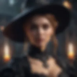 Elegant witch costume with intricate details