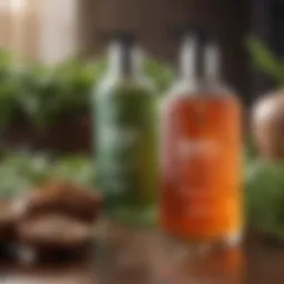 An array of natural ingredients used in hair care products