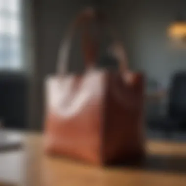 Stylish Tote for Professional Use Stylish nylon tote bag in a modern office setting