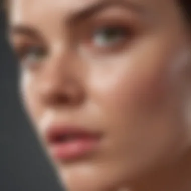 Oil-Free Gel Sunscreen Texture A clear gel sunscreen applied to a face, highlighting its oil-free texture