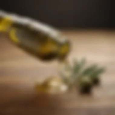 Luxurious Olive Oil Drops Luxurious olive oil drops on a wooden surface