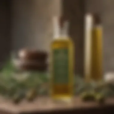 Serene Setting with Olive Oil and Beauty Products A serene setting featuring olive oil and beauty products