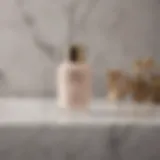 Luxurious firming lotion bottle on a marble surface