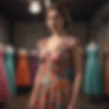 A vibrant collection of vintage dresses on display