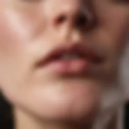 Close-up view of ingrown hair affected skin