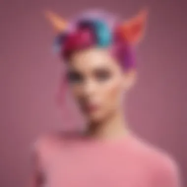 Bold Unicorn Hairstyle A model flaunting a striking unicorn hairstyle with bold color contrasts
