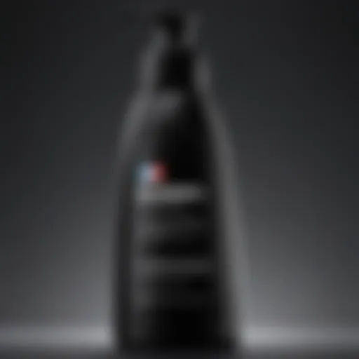 Close-up view of Bosley Black Shampoo bottle showcasing its sleek design