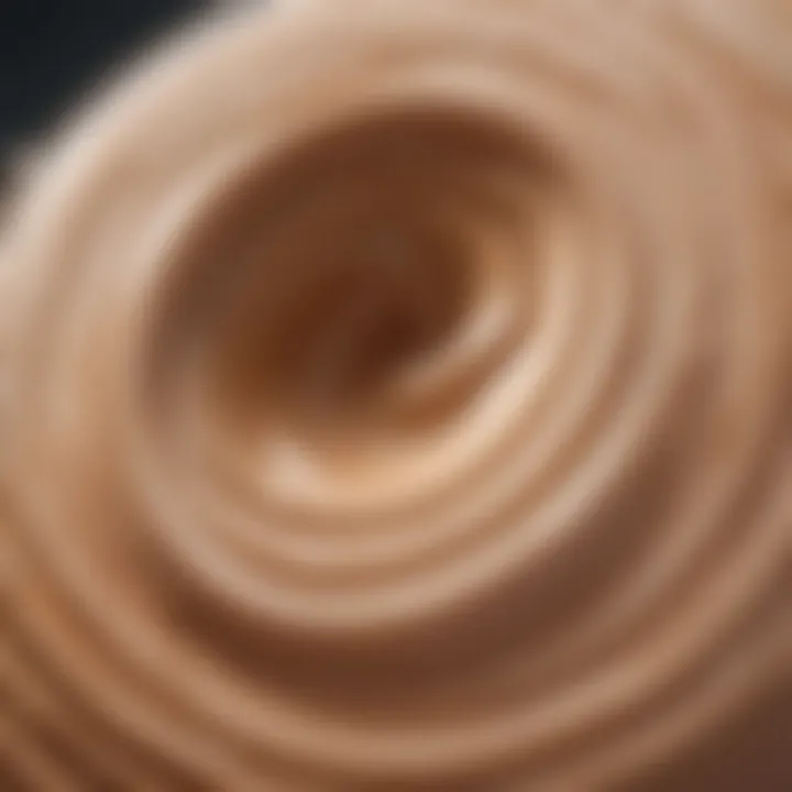 Close-up of a lotion texture highlighting caffeine