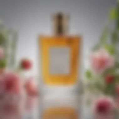 Close-up of fragrance notes highlighting floral and woody elements