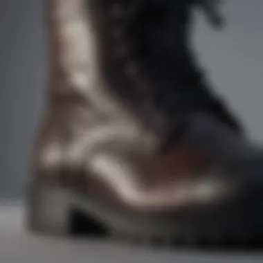 Close-up of materials highlighting craftsmanship of Chanel combat boots