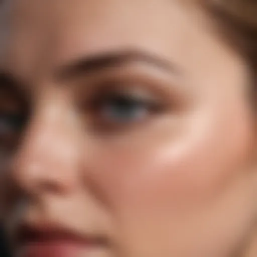 Close-up of a mature woman's eyelids showcasing subtle eyeshadow application