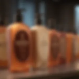 Luxurious tanning lotion bottles displayed elegantly