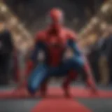 Elegant red carpet scene at a Spider-Man premiere