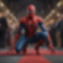 Elegant red carpet scene at a Spider-Man premiere