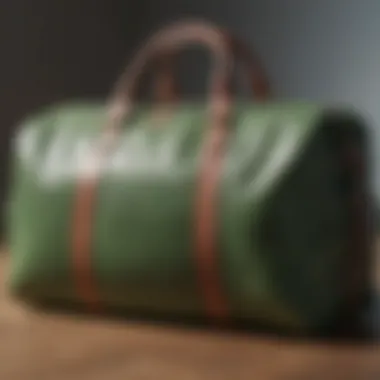 Detailed view of sustainable materials used in duffel bags