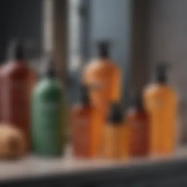 Essential Hair Care Products Hair care products displayed on a vanity, illustrating variety and function.