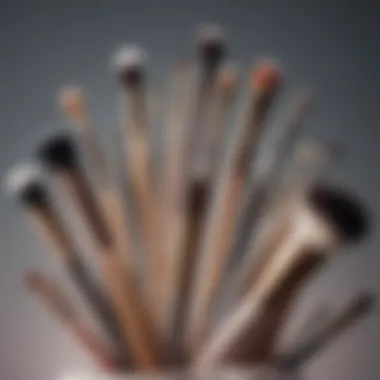 A range of makeup brushes displayed with precision and elegance