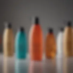 Diverse shampoo and conditioner bottles showcasing unique designs and formulations