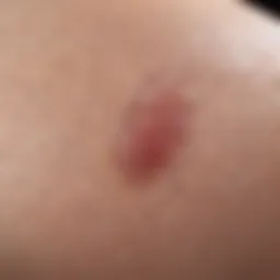 Close-up view of ingrown hair on skin surface