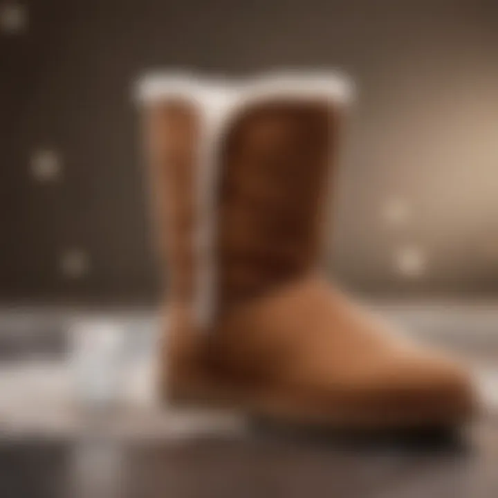 A close-up of a UGG shoe with a coupon placed beside it