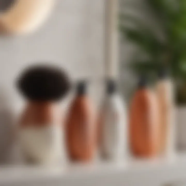 A variety of curl activating shampoos displayed on a bathroom shelf