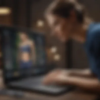 An expert reviewing various workout apps on a laptop