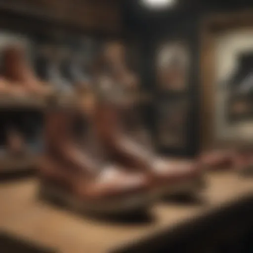 Historical display of Doc Marten shoes showcasing vintage designs