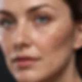 Close-up of a face with age spots highlighting treatment areas