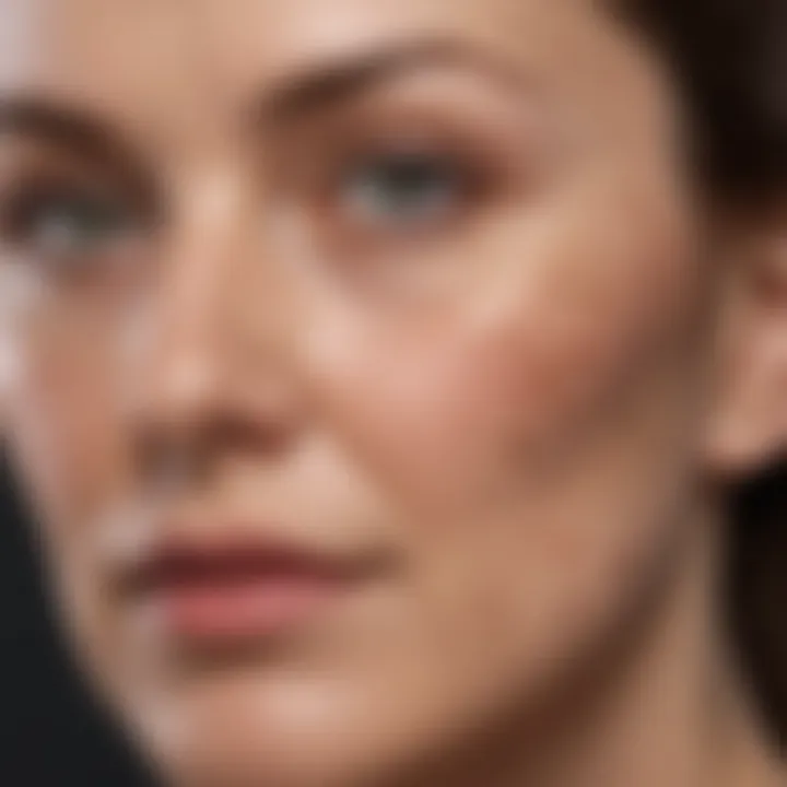 Close-up of a face with age spots highlighting treatment areas