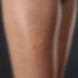 Close-up of smooth leg skin showing a spot before treatment