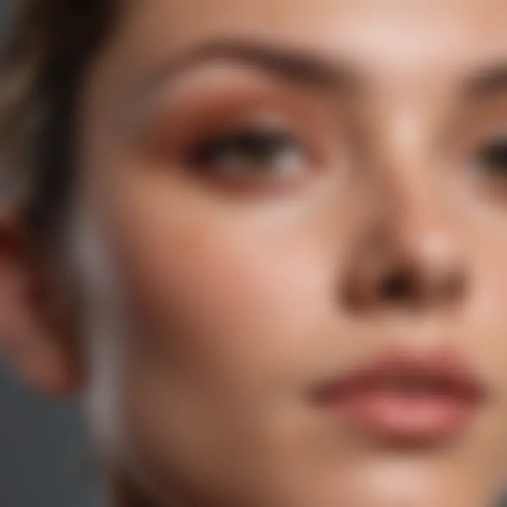 Close-up of skin with brown spots and concealer application