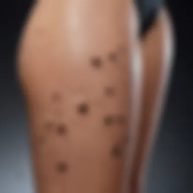 Detailed View of Dark Spots Close-up of dark spots on a woman's leg showing skin texture