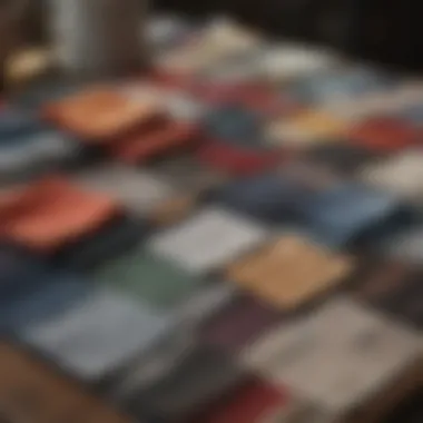 Diverse fabric swatches arranged on a table for inspiration